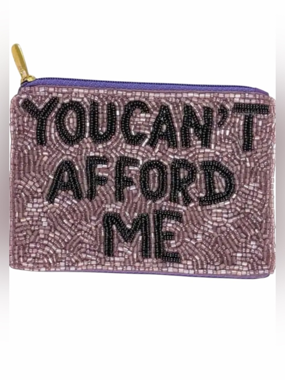 Viral Smoky Purple Beaded “You Can’t Afford Me” Coin Purse NWT